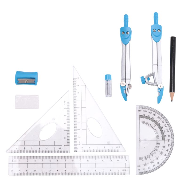 Math Geometry Set With Compass - مجموعة أدوات هندسية ممتازة مكونة من