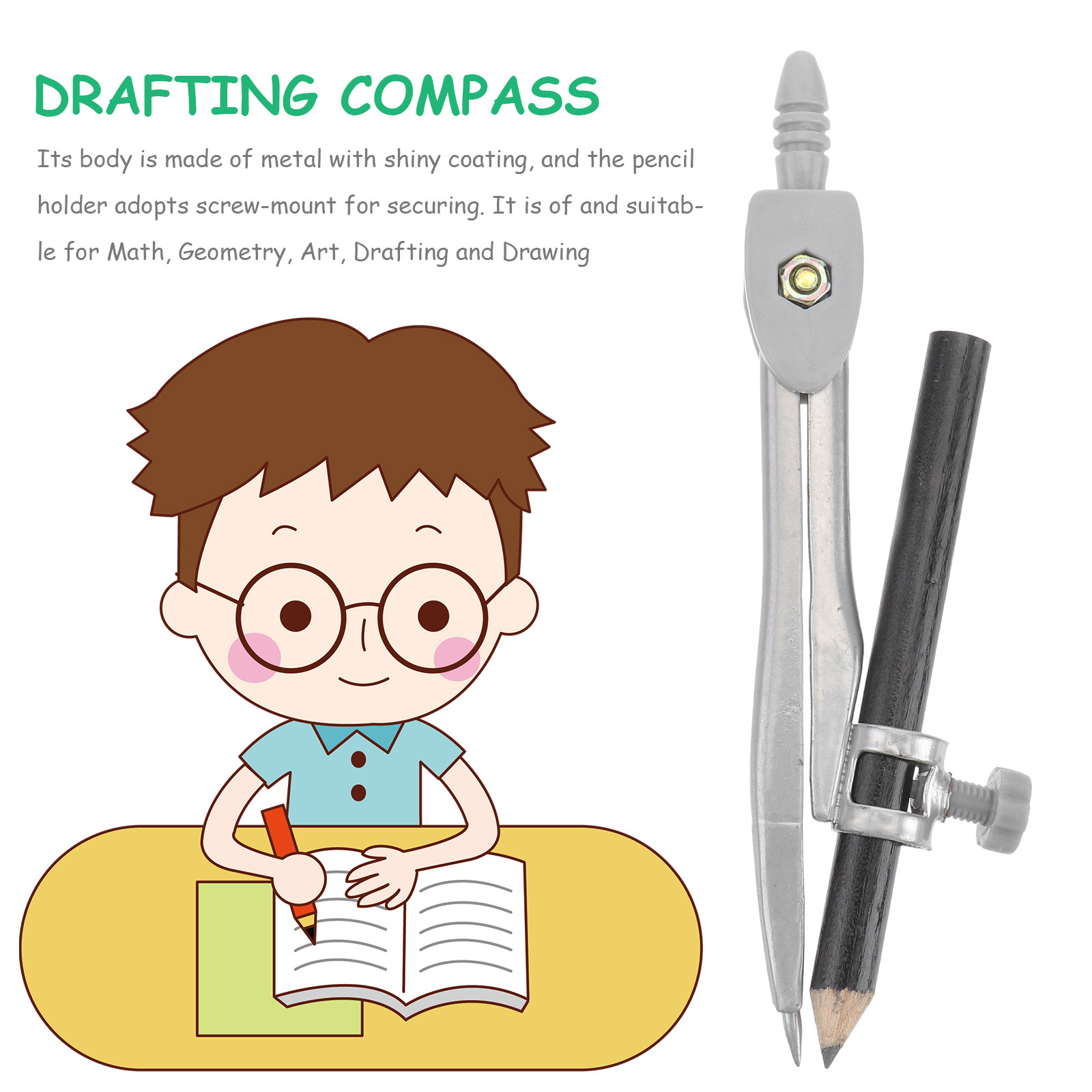 بوصلة معدنية احترافية، طقم رسم - مراجعة Math Geometry Set With Compass وسعره